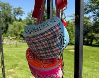Ręcznie robiona pikowana torba typu bandana na ramię | Portmonetka w stylu western