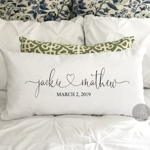 Pillow Cover | Decorative Pillow | Farmhouse Throw Pillow Cover | Wedding Anniversary Gift | Personalized Couple Names & Est Date