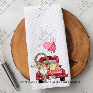 Valentine&#39;s day waffle weave kitchen towel | Valentine&#39;s day kitchen decor | valentine&#39;s gift | gift for her | farmhouse kitchen decor