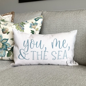 You Me & The Sea Pillow Cover: Beach House Decor