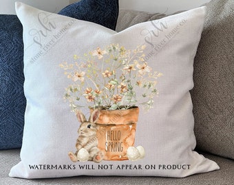 Easter Bunny Pillow Cover: Spring Farmhouse Decor