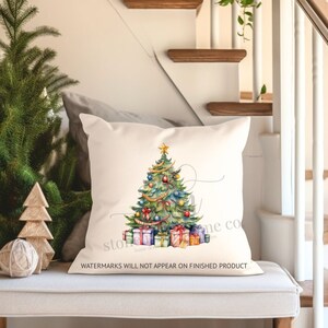 Christmas Tree Pillow Cover: Poly/Linen Winter Decor