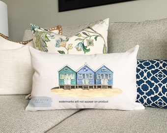 Beach Cottages Pillow Cover: Poly/Linen Coastal Decor