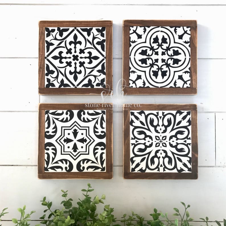 Conjunto de 4 azulejos españoles mini señales de madera / | Etsy