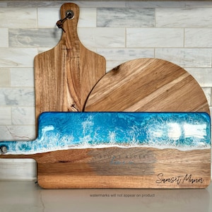 Personalized Charcuterie Board |House warming gift |Wedding gift | Beach house | Coastal Unique gift | Ocean wave serving board couples gift