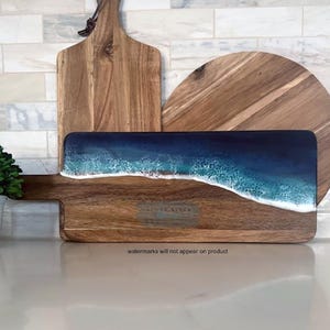 Personalized Charcuterie Board |House warming gift |Wedding gift | Beach house | Coastal Unique gift | Ocean wave serving board couples gift