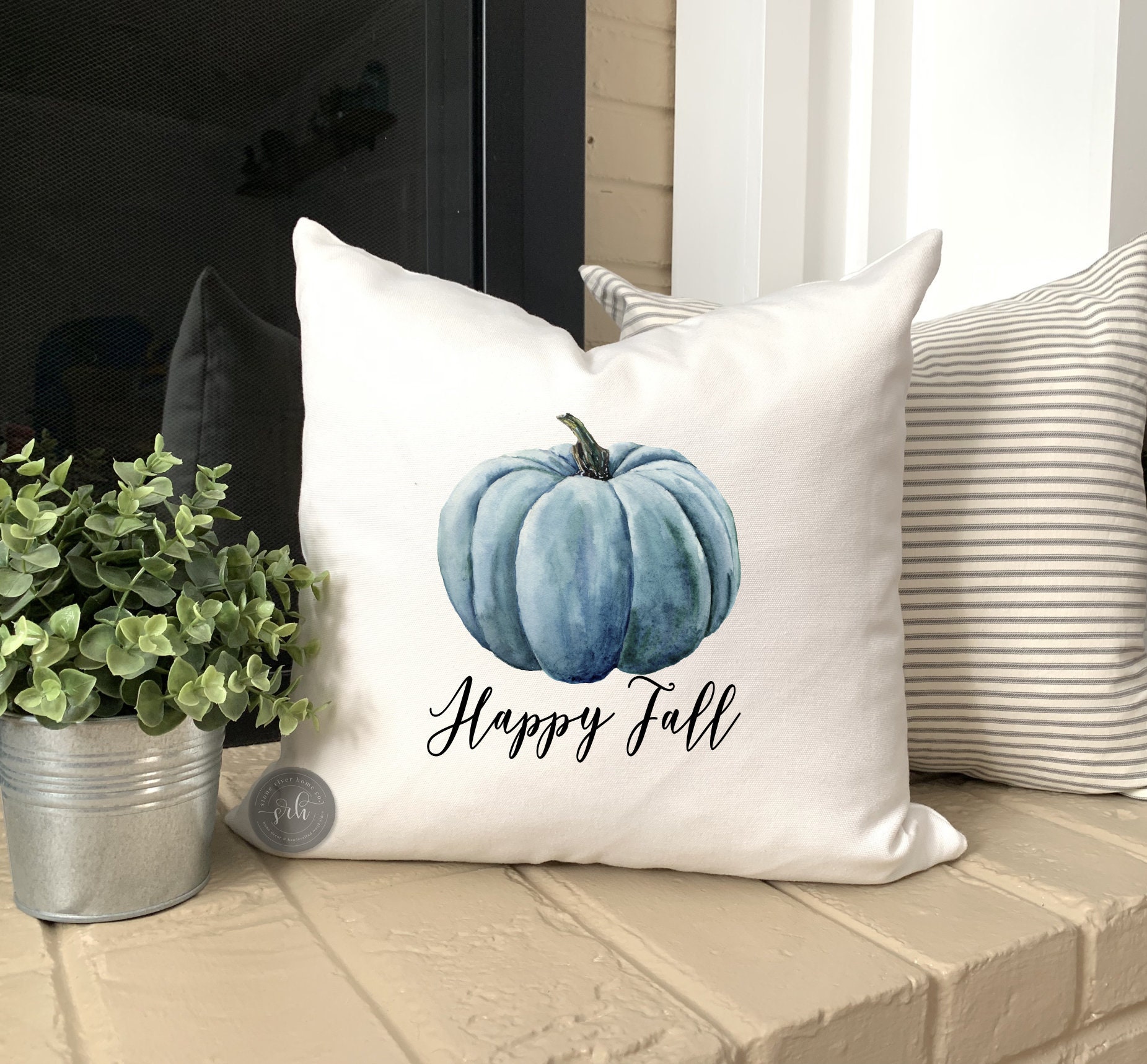 Blue Fall Pillow Covers Hello Pumpkin Truck Leaves Outdoor - Temu