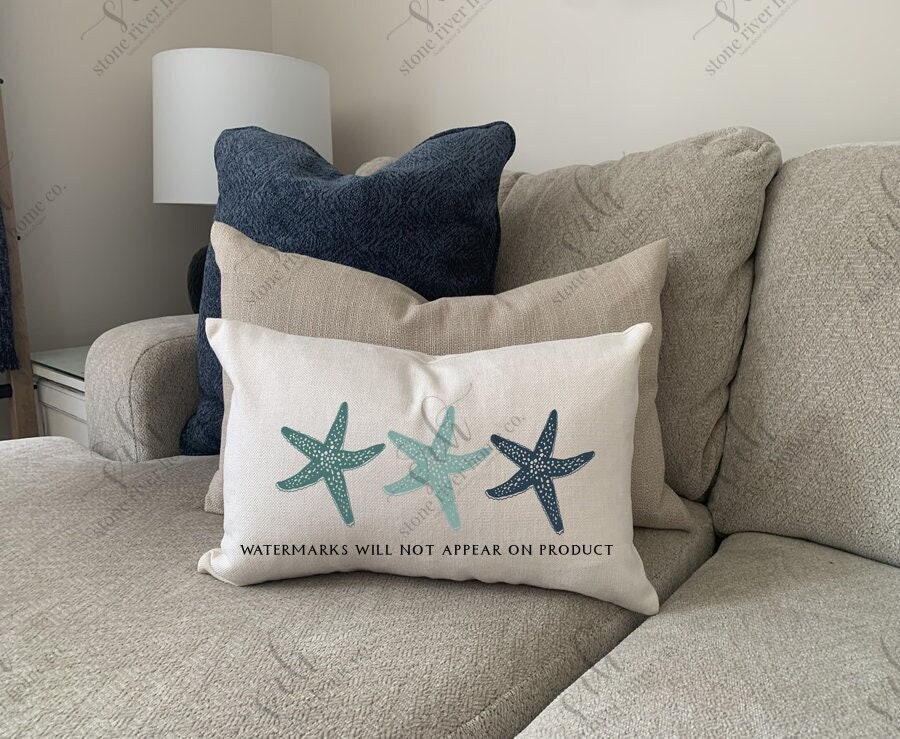 Tritard Nautical Coastal Throw Pillow Covers 18x18 Set of 2 Beach Themed  Ocean Seashell Coral Starfish Velvet Couch Decorative Pillow Cases Outdoor