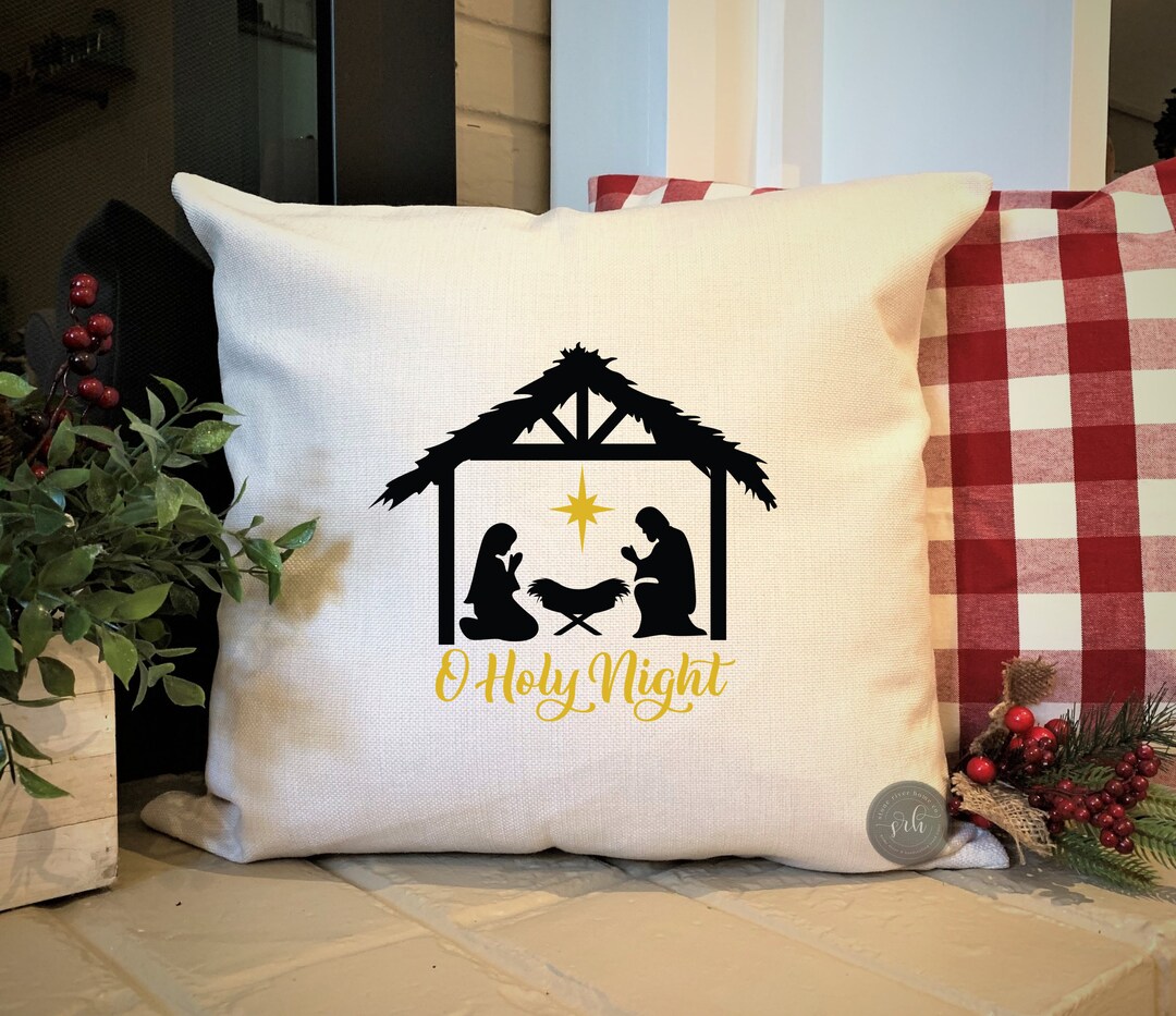 Farmhouse Christmas Pillow Cover Rustic Christmas Decor Nativity Baby