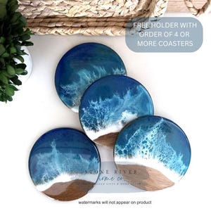 Resin Ocean Wave Coaster Set: Coastal Beach Decor