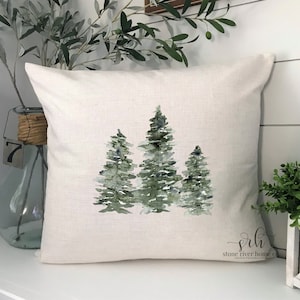 Winter trees pillow cover | cozy winter decor | farmhouse decor | forest tree pillow cover | winter decor | living room decor