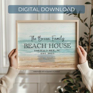 Personalized beach house print | Beach house wall art print | coastal beach house decor | beach house gift | beach house | Digital download