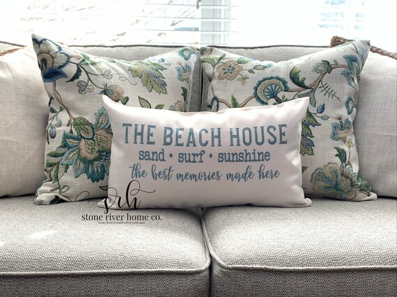 The Beach House Pillow Cover Beach Themed Decor Summer Decor Summer Pillow Lake Decor Beach Pillow Nautical Decor Starfish Etsy Canada