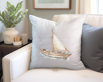 Sailboat Pillow Cover | Beach Themed Decor | Summer Decor | Summer Pillow | coastal decor | Beach house | Nautical Decor | boat decor