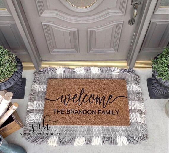 Welcome Doormat Personalized Doormat Home Decor Front Door Decor Entry Decor Fixer Upper Style Farmhouse Decor Coir Doormat