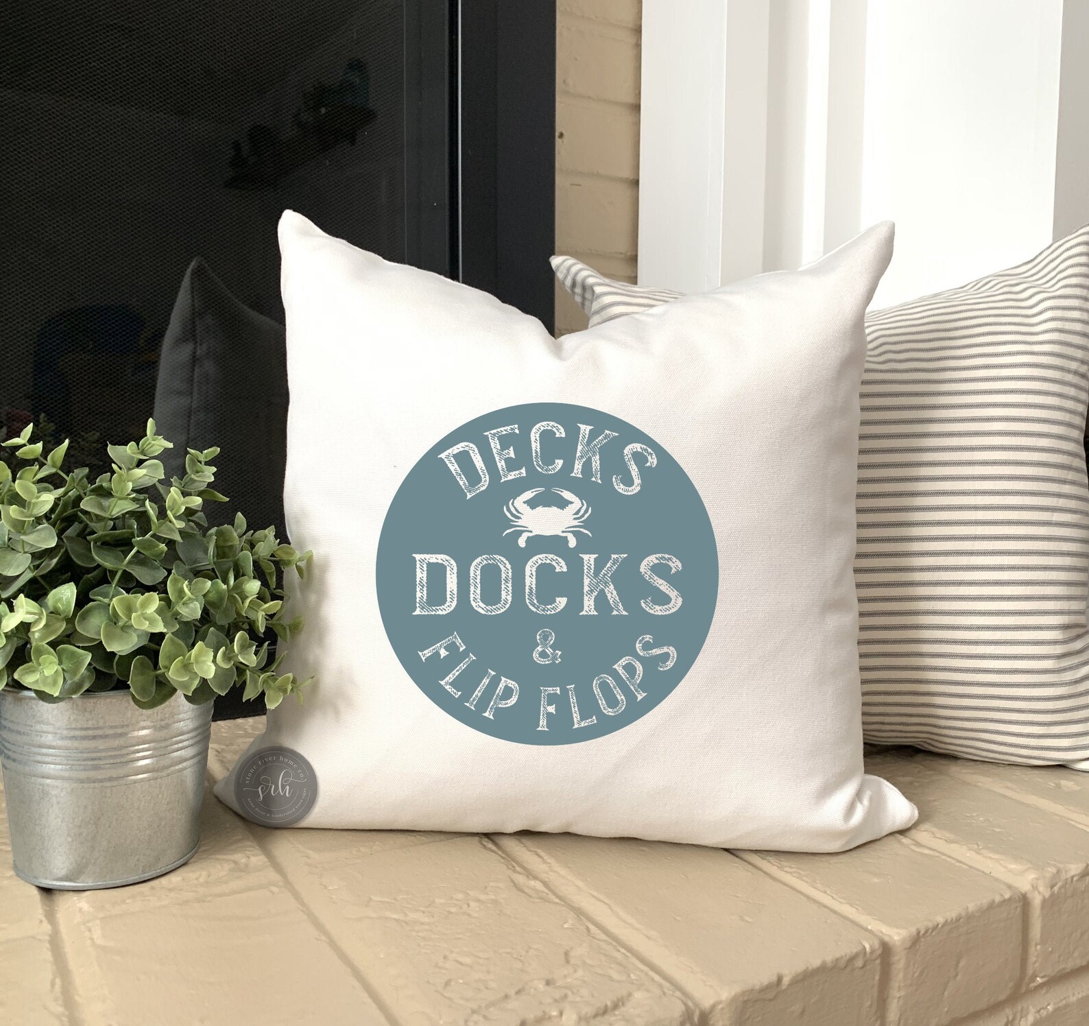 Decks Docks and Flip Flops Pillow Cover Beach Themed Decor Etsy
