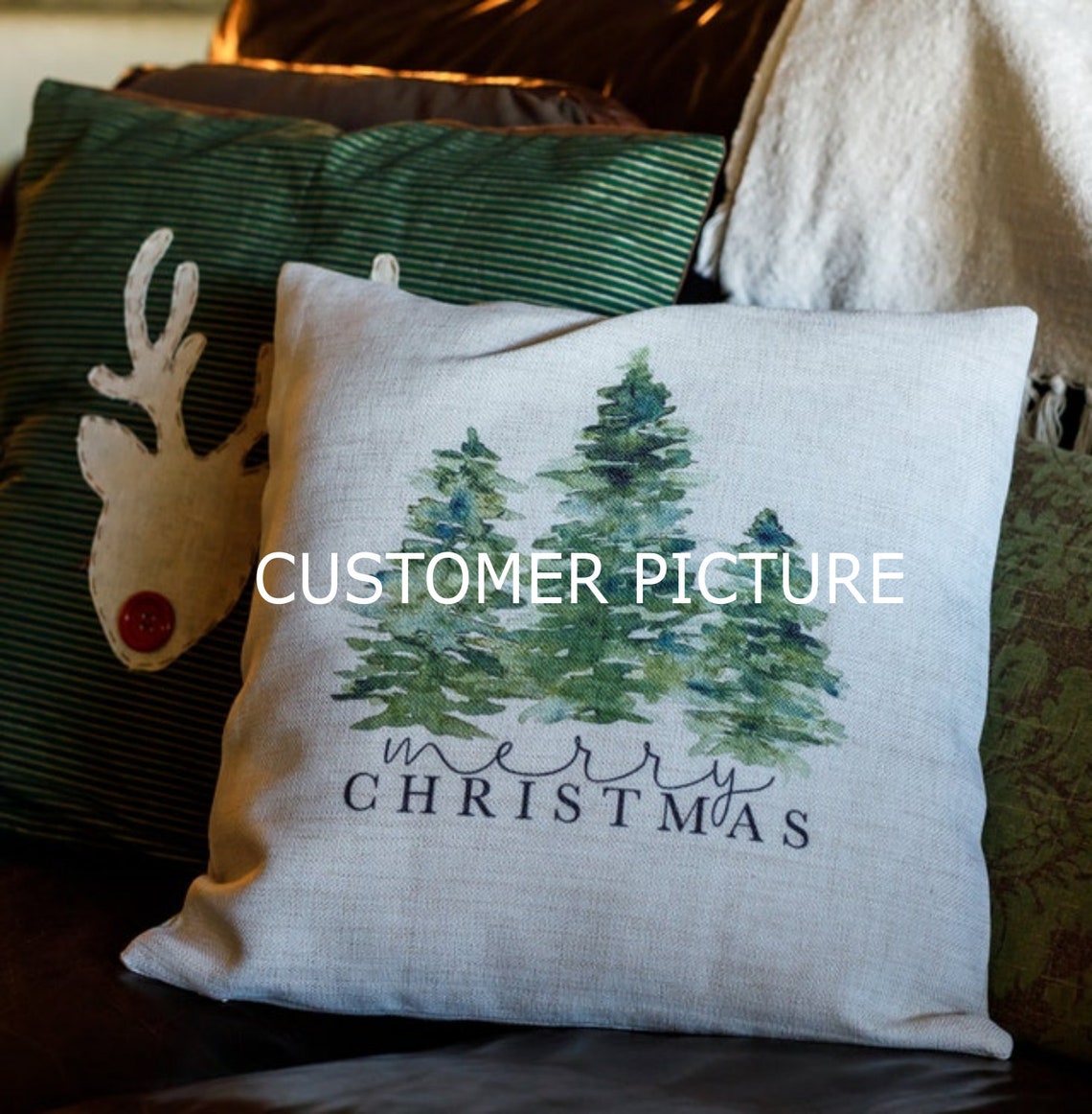 Christmas Tree Pillow Cover Farmhouse Christmas Pillow Cover Etsy