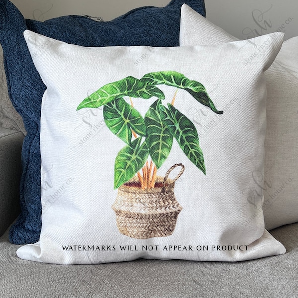 Xanthosoma plant pillow cover | house plants | spring decor | living room decor | plant lady | indoor plants | botanical watercolor