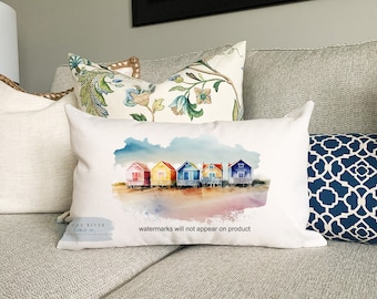 Beach cottages pillow cover | beach themed decor | summer decor | lake decor | beach house decor | nautical decor | coastal decor