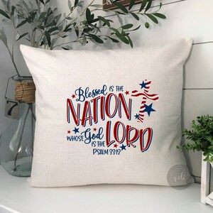 Bless is the Nation Pillow Cover | Fourth of July Decor | American Flag | Summer Throw Pillow | Memorial Day Decor | USA | Patriotic Decor