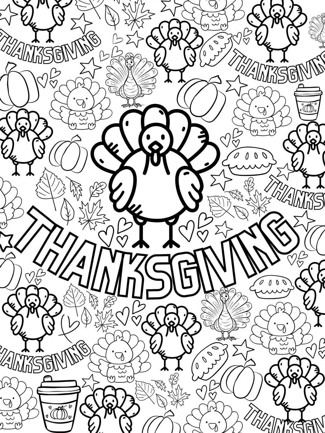 Thanksgiving Giant Coloring Page - Etsy