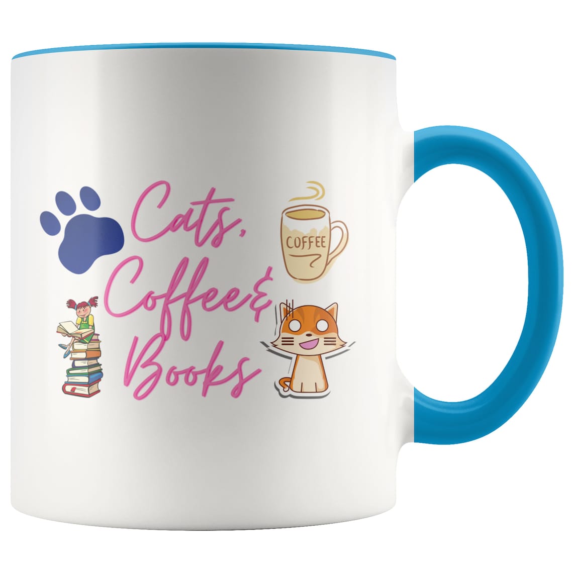 Cats Coffee & Books New Modern Mug Coupon Code on our Etsy