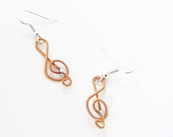 Treble Clef Earrings - Metal Treble Clef - Guitar Earrings - Musician Earrings - Music Earrings - Music Lover - Music Teacher