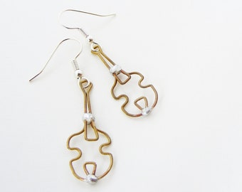 Violin Earrings - Cello Jewelry - Guitar Strings - Fiddle Jewelry - Metal Earrings