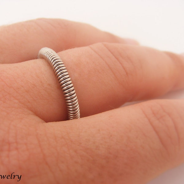 Bass String Ring - Mens Ring - Chunky Ring - Guitar String Jewelry - Simple Mens Ring