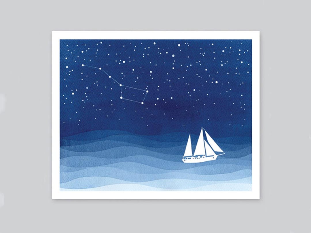 Sailboat Print Watercolor Painting Nautical Print, Wave Ocean Sea Blue ...