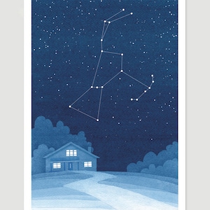 Orion Print Watercolor painting Constellation art blue giclee print stars wall decor starry night sky, house, home art by VApinx