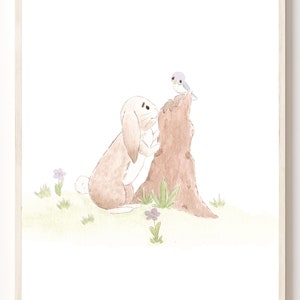 Rabbit Wall Art, Printable Nursery Art, Woodland Nursery Art, Kids Room Art, Rabbit Print Nursery, Baby Room Decor, Rabbit Print Nursery