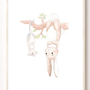 Rabbit Wall Art, Printable Nursery Art, Woodland Nursery Art, Kids Room Art, Rabbit Print Nursery, Baby Room Decor, Rabbit Print Nursery