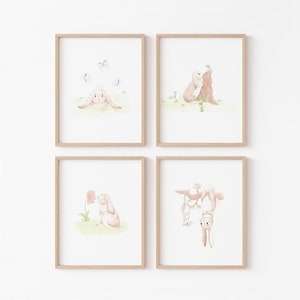 Bunny Nursery Art Prints: Woodland Animals, Set of 4 (Digital Download)