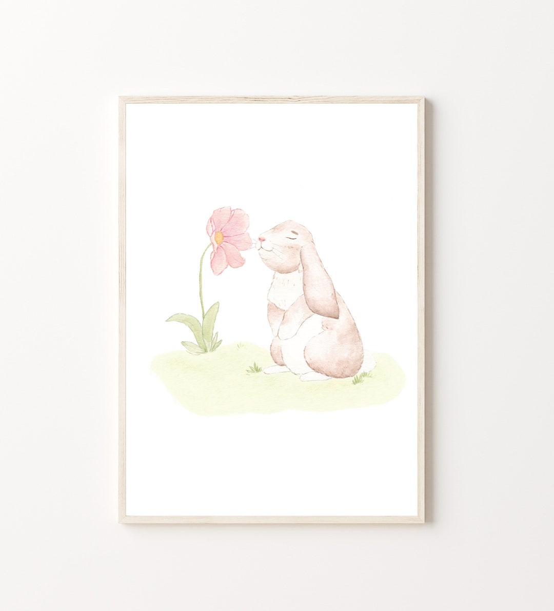 Bunny Rabbit Wall Art Digital Download, Woodland Nursery Decor