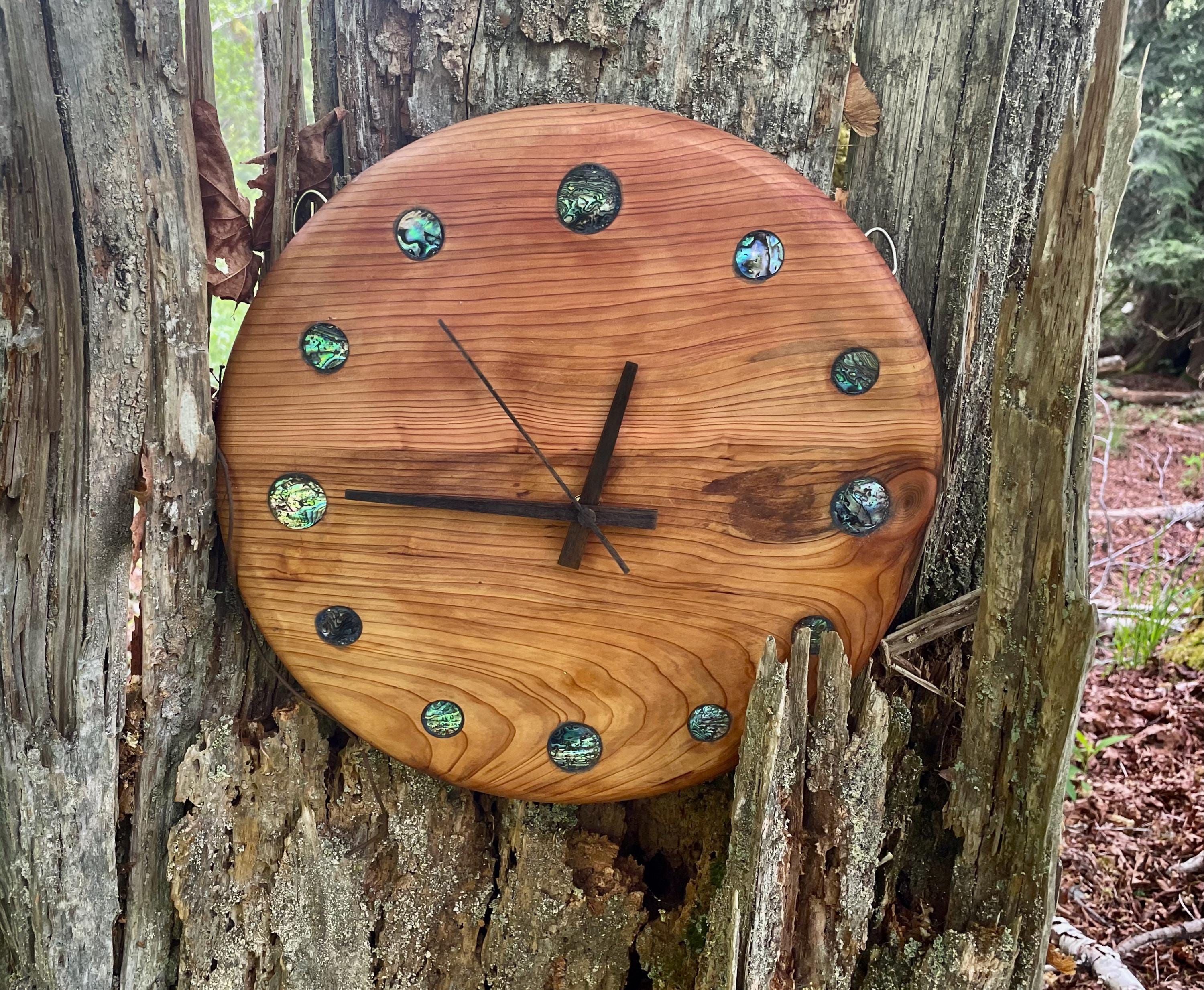 Cedar Clock with Abalone