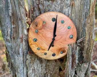 Red Cedar and Abalone Wall Clock