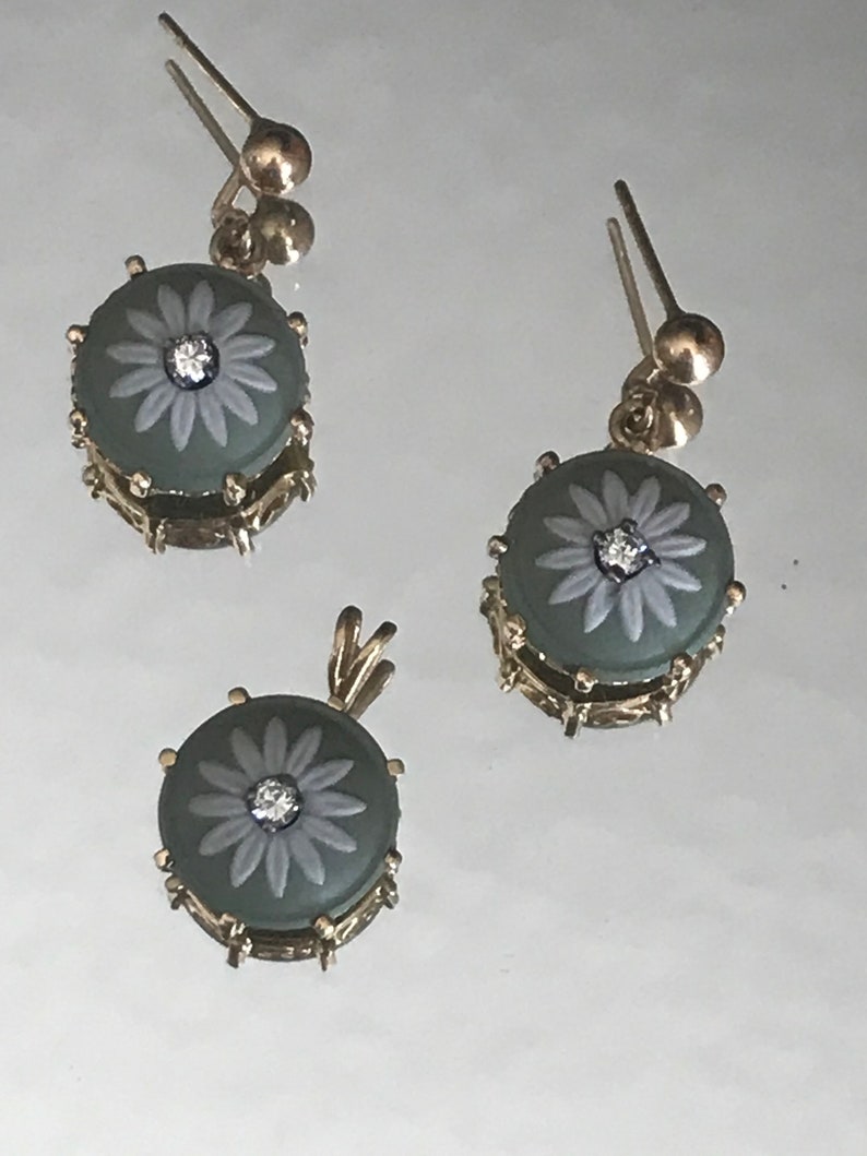 Rare Vintage Wedgwood Green Jasperware Daisy Set Diamonds in Etsy