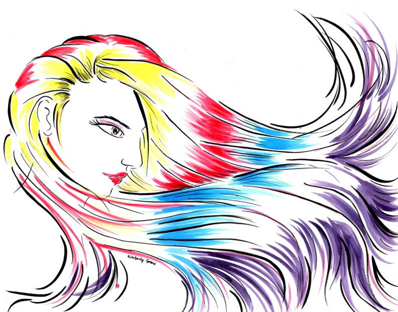 Miss Prism Print Print Rainbow Hair Girl Print Rainbow Etsy