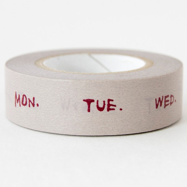 Grey Days of the Week Washi Tape - Weekly Schedule Washi Tape - Japanese Washi Masking Tape - Scrapbooking - Bullet Journal Planner Tape