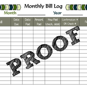 Monthly Bill Log Printable, Bill Payment Tracker, PDF image 2