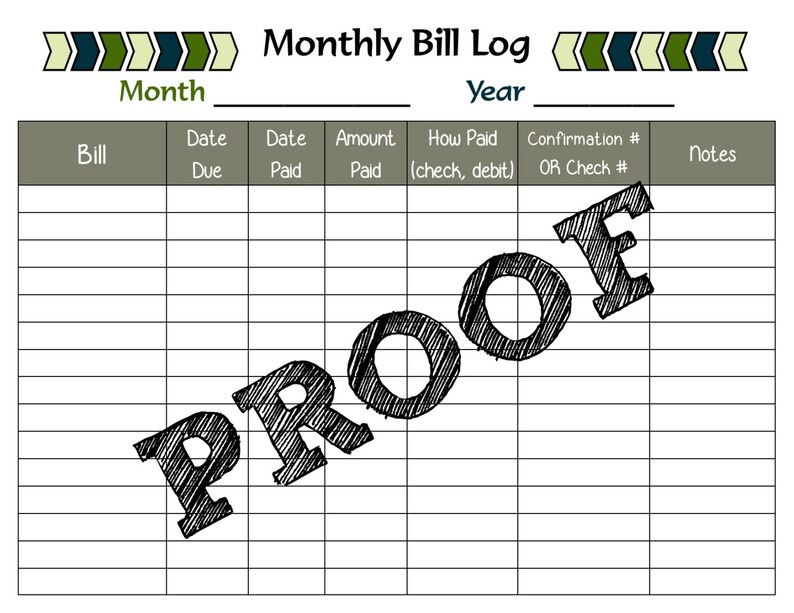 Monthly Bill Log Printable, Bill Payment Tracker, PDF image 2