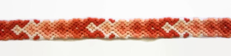 Coral Peach Gradient Arrowhead Pattern Embroidery Friendship Bracelet, Ombre Coral Peach Arrow Bracelet, Descending Diamond Bracelet image 4