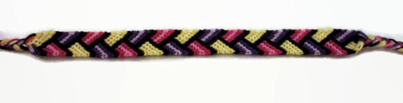 Pink, Purple & Yellow Bordered Braid Pattern Embroidery Macrame Friendship Bracelet, Spring Friendship Bracelet image 4