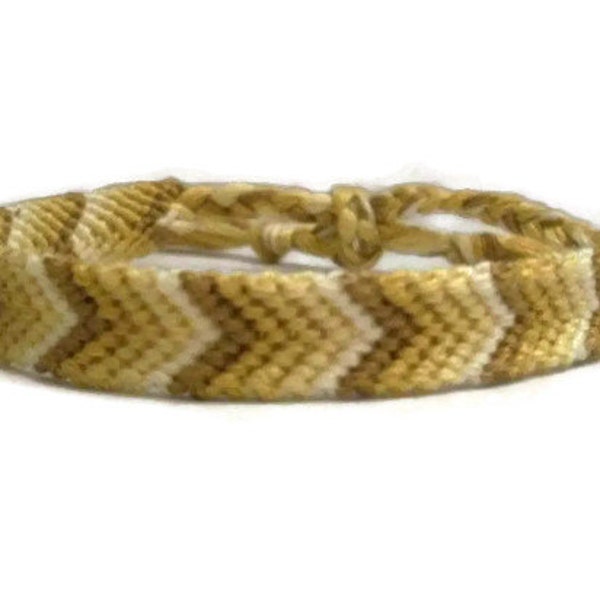 Golden Yellow Ombre Gradient Chevron Pattern Embroidery Macrame Friendship Bracelet