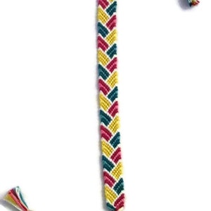 Pink, Yellow, Teal and White Bordered Braid Pattern Embroidery Macrame Friendship Bracelet, Spring Friendship Bracelet image 3