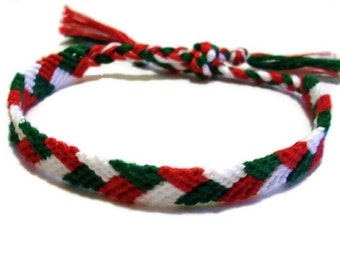 Christmas Colored Braided Pattern Embroidery Friendship Bracelet