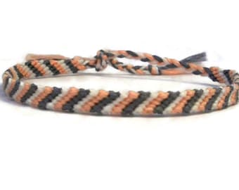 Rosa, Bianco e Grigio Candy Stripe Pattern Ricamo Macrame Bracciale amicizia