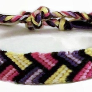 Pink, Purple & Yellow Bordered Braid Pattern Embroidery Macrame Friendship Bracelet, Spring Friendship Bracelet image 2