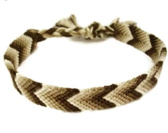 Brown Ombre Gradient Chevron Pattern Embroidery Macrame Friendship Bracelet